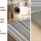 Ultra Soft Area Rug, Non Slip, Stain Resistant, Washable Area Rugs for Living Room, Bedroom, Zen Garden Path Rug: Black and White Striped Entryway Rug(Black)