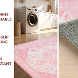 Ultra Soft Area Rug, Non Slip, Stain Resistant, Washable Area Rugs for Living Room, Bedroom, Playful Pastel Pink Symphony(Pink)