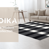 Ultra Soft Area Rug, Non Slip, Stain Resistant, Washable Area Rugs for Living Room, Bedroom, Artful Striped Decorative Essence(Black)