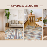 Ultra Soft Area Rug, Non Slip, Stain Resistant, Washable Area Rugs for Living Room, Bedroom, Inviting Warm Toned Stripe Composition(Orange)