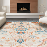 Ultra Soft Area Rug, Non Slip, Stain Resistant, Washable Area Rugs for Living Room, Bedroom, Sophisticated Neutral Floral Aesthetic(Orange)