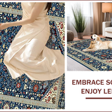 Ultra Soft Area Rug, Non Slip, Stain Resistant, Washable Area Rugs for Living Room, Bedroom, Elegant Blue Floral Arrangement(Blue)