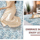Ultra Soft Area Rug, Non Slip, Stain Resistant, Washable Area Rugs for Living Room, Bedroom, Elegant Contemporary Floral Aesthetic(Blue)