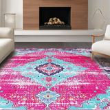 Ultra Soft Area Rug, Non Slip, Stain Resistant, Washable Area Rugs for Living Room, Bedroom, Soft Pastel Geometric Accents(Pink)