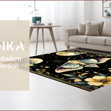 Ultra Soft Area Rug, Non Slip, Stain Resistant, Washable Area Rugs for Living Room, Bedroom, Celestial Vintage Floral Elegance(Gold)