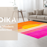 Ultra Soft Area Rug, Non Slip, Stain Resistant, Washable Area Rugs for Living Room, Bedroom, Colorful Playful Circular Design(Orange)