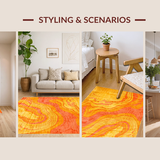 Ultra Soft Area Rug, Non Slip, Stain Resistant, Washable Area Rugs for Living Room, Bedroom, Whimsical Shaggy Orange Yellow Fusion(Yellow)