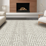 Ultra Soft Area Rug, Non Slip, Stain Resistant, Washable Area Rugs for Living Room, Bedroom, Cozy Textured Ogee Composition(Gray)
