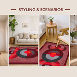 Ultra Soft Area Rug, Non Slip, Stain Resistant, Washable Area Rugs for Living Room, Bedroom, Dynamic Modern Red Pattern Play(Red)