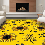 Ultra Soft Area Rug, Non Slip, Stain Resistant, Washable Area Rugs for Living Room, Bedroom, Rustic Sunflower Motif Delight(Yellow)