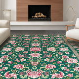 Ultra Soft Area Rug, Non Slip, Stain Resistant, Washable Area Rugs for Living Room, Bedroom, Bright Nature-Inspired Geometric Composition(Green)