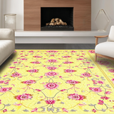 Ultra Soft Area Rug, Non Slip, Stain Resistant, Washable Area Rugs for Living Room, Bedroom, Lively Tropical Bloom Design(Yellow)