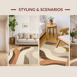 Ultra Soft Area Rug, Non Slip, Stain Resistant, Washable Area Rugs for Living Room, Bedroom, Rustic Warm Tones Design(Beige)