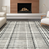 Ultra Soft Area Rug, Non Slip, Stain Resistant, Washable Area Rugs for Living Room, Bedroom, Contemporary Striped Carpet for Doorway and Entrance(Gray)