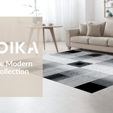 Ultra Soft Area Rug, Non Slip, Stain Resistant, Washable Area Rugs for Living Room, Bedroom, Elegant Grey Square Arrangement(Gray)