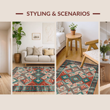 Distinctive Teal and Rust Motif(Red)