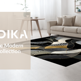 Ultra Soft Area Rug, Non Slip, Stain Resistant, Washable Area Rugs for Living Room, Bedroom, Contemporary Artistic Patterned Flair(Black)