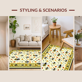 Ultra Soft Area Rug, Non Slip, Stain Resistant, Washable Area Rugs for Living Room, Bedroom, Sunny Yellow Rustic Blossom Design(Yellow)