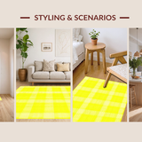 Ultra Soft Area Rug, Non Slip, Stain Resistant, Washable Area Rugs for Living Room, Bedroom, Bright Whimsical Diamond Layout(Yellow)