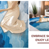 Ultra Soft Area Rug, Non Slip, Stain Resistant, Washable Area Rugs for Living Room, Bedroom, Contemporary Cool Hue Arrangement(Blue)