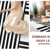 Ultra Soft Area Rug, Non Slip, Stain Resistant, Washable Area Rugs for Living Room, Bedroom, Monochrome Striped Flat Weave Rug With Contemporary Minimalist Design(Black)