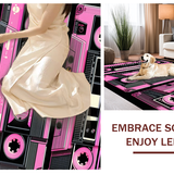 Ultra Soft Area Rug, Non Slip, Stain Resistant, Washable Area Rugs for Living Room, Bedroom, Funky Multi-Color Audio Vibe(Pink)