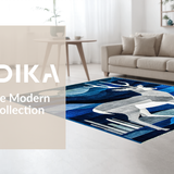 Ultra Soft Area Rug, Non Slip, Stain Resistant, Washable Area Rugs for Living Room, Bedroom, Contemporary Blue Animal Motif(Blue)