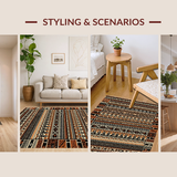 Ultra Soft Area Rug, Non Slip, Stain Resistant, Washable Area Rugs for Living Room, Bedroom, Bold Symmetrical Medallion Style(Brown)