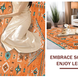 Ultra Soft Area Rug, Non Slip, Stain Resistant, Washable Area Rugs for Living Room, Bedroom, Charming Multi-Color Ogee Pattern(Orange)