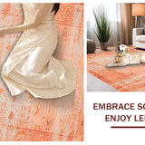 Ultra Soft Area Rug, Non Slip, Stain Resistant, Washable Area Rugs for Living Room, Bedroom, Cozy Orange and Gray Medallion(Orange)