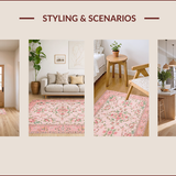 Ultra Soft Area Rug, Non Slip, Stain Resistant, Washable Area Rugs for Living Room, Bedroom, Elegant Pink Rose Embellishments(Pink)