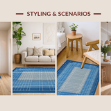Ultra Soft Area Rug, Non Slip, Stain Resistant, Washable Area Rugs for Living Room, Bedroom, Sleek Blue Tiled Pattern(Blue)