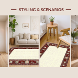 Ultra Soft Area Rug, Non Slip, Stain Resistant, Washable Area Rugs for Living Room, Bedroom, Chic Classic Burgundy Medallion Style(Red)