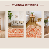 Ultra Soft Area Rug, Non Slip, Stain Resistant, Washable Area Rugs for Living Room, Bedroom, Hand-Woven Artisanal Bedroom Meditation Space Carpet(Orange)