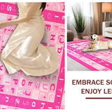 Ultra Soft Area Rug, Non Slip, Stain Resistant, Washable Area Rugs for Living Room, Bedroom, Joyful Pink Alphabetic Cozy Area(Pink)