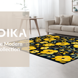 Ultra Soft Area Rug, Non Slip, Stain Resistant, Washable Area Rugs for Living Room, Bedroom, Artistic Modern Flower Pattern(Yellow)