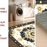 Ultra Soft Area Rug, Non Slip, Stain Resistant, Washable Area Rugs for Living Room, Bedroom, Dynamic Symmetrical Flourish(Gold)
