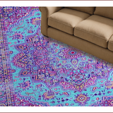 Ultra Soft Area Rug, Non Slip, Stain Resistant, Washable Area Rugs for Living Room, Bedroom, Vibrant Medallion Chic Aesthetic(Blue)