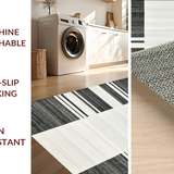 Ultra Soft Area Rug, Non Slip, Stain Resistant, Washable Area Rugs for Living Room, Bedroom, Minimalist Two-Tone Linear Rug with Striking Black and White Stripe Composition(Gray)