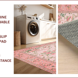 Ultra Soft Area Rug, Non Slip, Stain Resistant, Washable Area Rugs for Living Room, Bedroom, Elegant Pink Rose Embellishments(Pink)