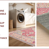 Ultra Soft Area Rug, Non Slip, Stain Resistant, Washable Area Rugs for Living Room, Bedroom, Chic Minimalist Floral Fusion(Pink)