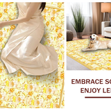 Ultra Soft Area Rug, Non Slip, Stain Resistant, Washable Area Rugs for Living Room, Bedroom, Bright Floral Burst with Contemporary Flair(Beige)