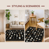 Ultra Soft Area Rug, Non Slip, Stain Resistant, Washable Area Rugs for Living Room, Bedroom, Charming Rustic Welcome Greetings(Black)