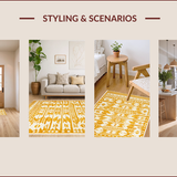 Ultra Soft Area Rug, Non Slip, Stain Resistant, Washable Area Rugs for Living Room, Bedroom, Rustic Aztec Design with Warm Hues(Yellow)