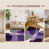 Ultra Soft Area Rug, Non Slip, Stain Resistant, Washable Area Rugs for Living Room, Bedroom, Trendy Transitional Comfort Design(Purple)