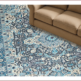 Ultra Soft Area Rug, Non Slip, Stain Resistant, Washable Area Rugs for Living Room, Bedroom, Eclectic Grey Blue Medallion Charm(Blue)