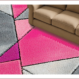 Ultra Soft Area Rug, Non Slip, Stain Resistant, Washable Area Rugs for Living Room, Bedroom, Geometric Pink Grey Plush Nursery Carpet(Pink)