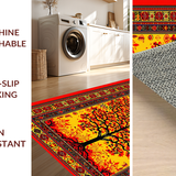 Ultra Soft Area Rug, Non Slip, Stain Resistant, Washable Area Rugs for Living Room, Bedroom, Dynamic Abstract Floral Elements(Red)