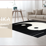 Ultra Soft Area Rug, Non Slip, Stain Resistant, Washable Area Rugs for Living Room, Bedroom, Elegant Black and White Minimalist Design(Black)