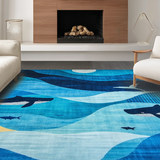 Ultra Soft Area Rug, Non Slip, Stain Resistant, Washable Area Rugs for Living Room, Bedroom, Trendy Blue Toned Aesthetic(Blue)